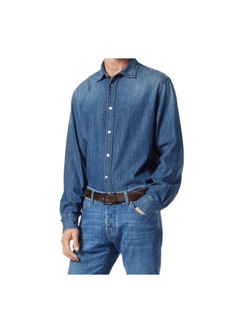 Camicia da uomo in denim leggero di puro cotone, colore blu medio JACOB COHEN | C0011007T9734S1200D